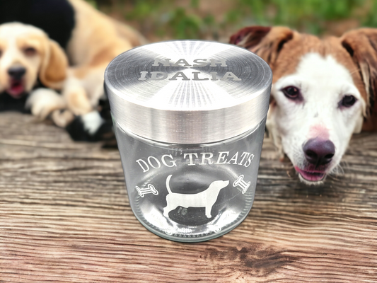 Custom Engraved Glass Dog Treat Jar