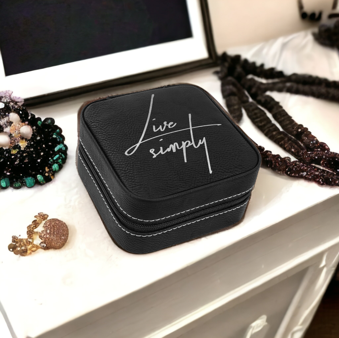 Custom Engraved 4x4 Leatherette Travel Jewelry Box