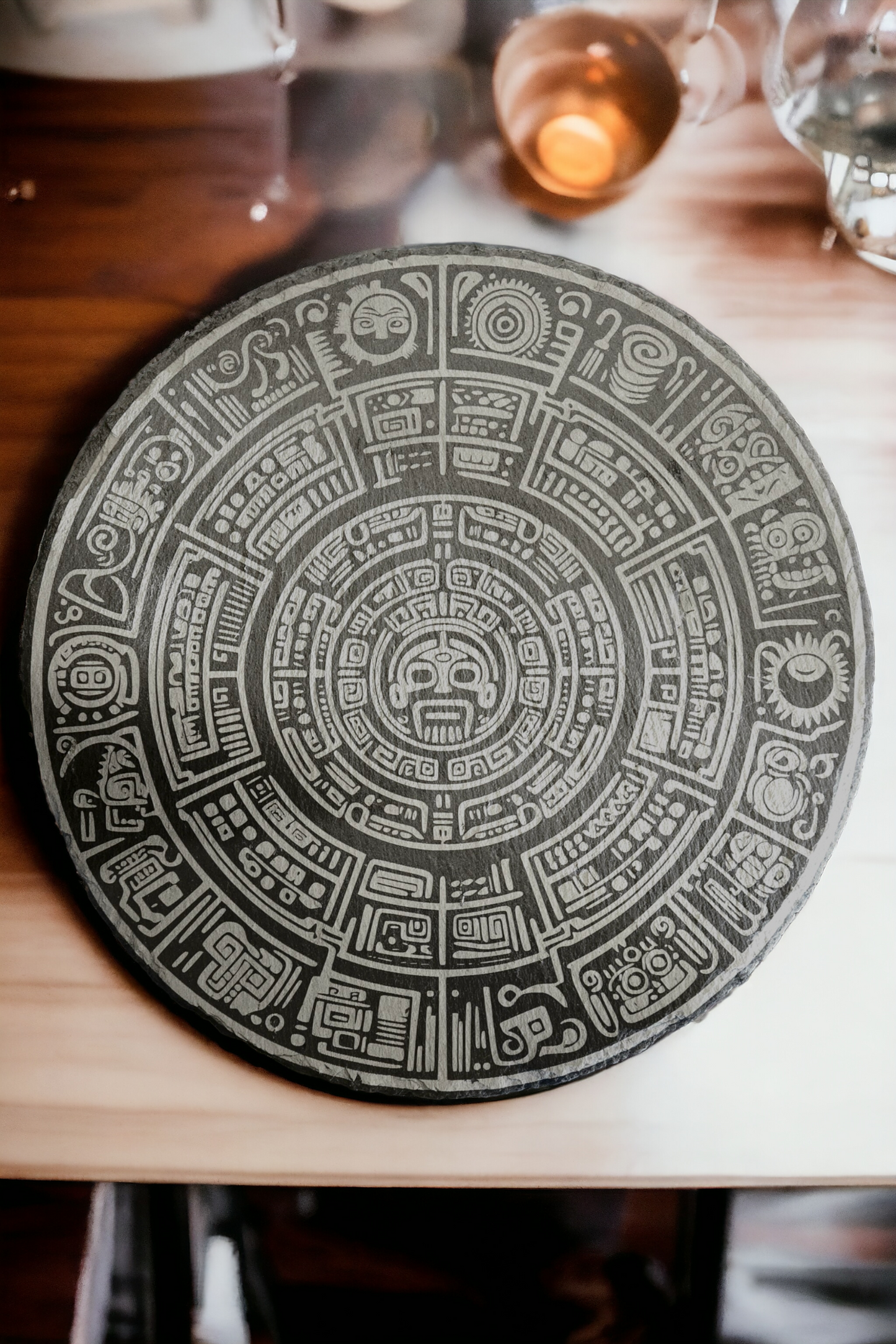 10" Slate Coaster "Mayan Calendar"
