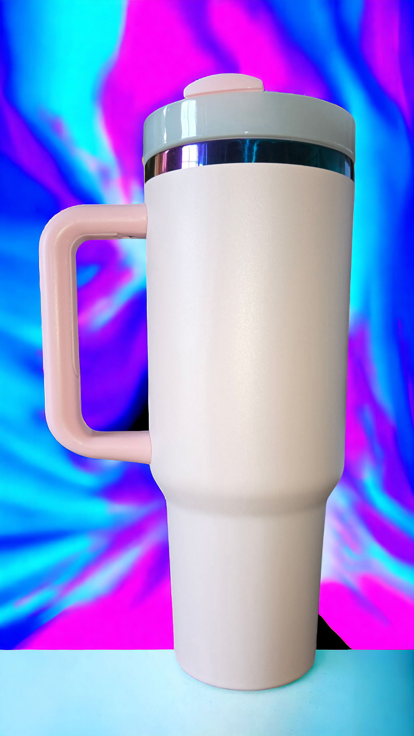 40oz Custom Engraved Rainbow Colored Mug w/Straw
