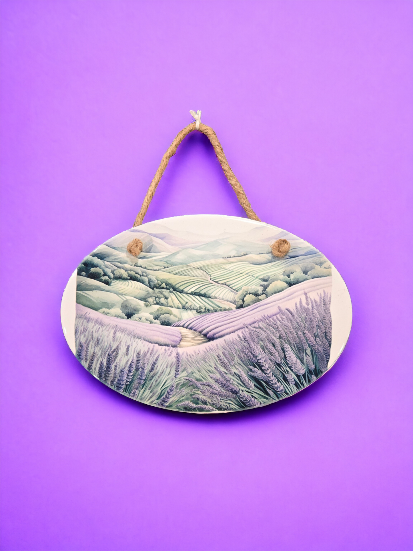 8" oval ceramic lavender fields wall plaque (lav2#9)