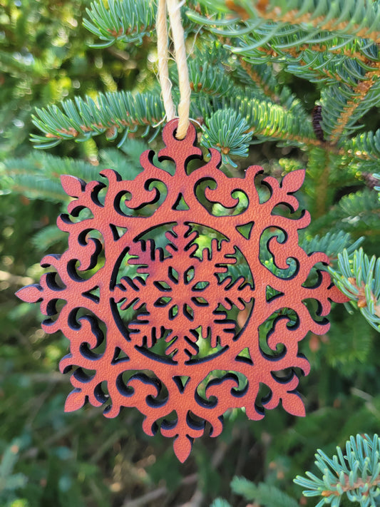 Moo-velous Fancy Snowflake Themed Christmas Ornaments